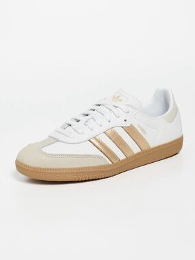 adidas Samba Sneakers in White and Metallic Gold